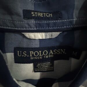 US Polo Assn. Polo Button Down Blue White Plaid Shirt
